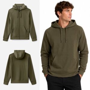 Ten Thousand Midweight Tech Full Zip Hoodie in Dark Olive - XL